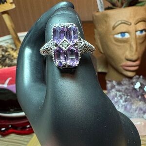 Vintage Art Deco Amethyst Sterling Silver Ring
